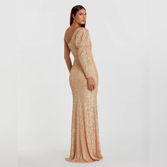 Mac Duggal 26591 NWT SEQUINED ONE SHOULDER TRUMPET GOWN in Rose Gold - Picture 2 of 4
